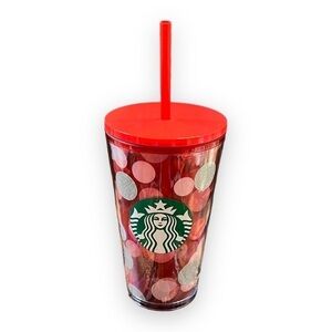 Starbucks valentine Dots Travel Cup Pink Silver